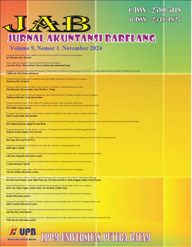 					View Vol. 9 No. 1 (2024): Jurnal Akuntansi Barelang
				